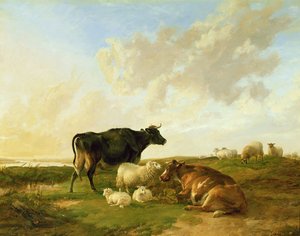 Paysage avec vaches et moutons, 1850